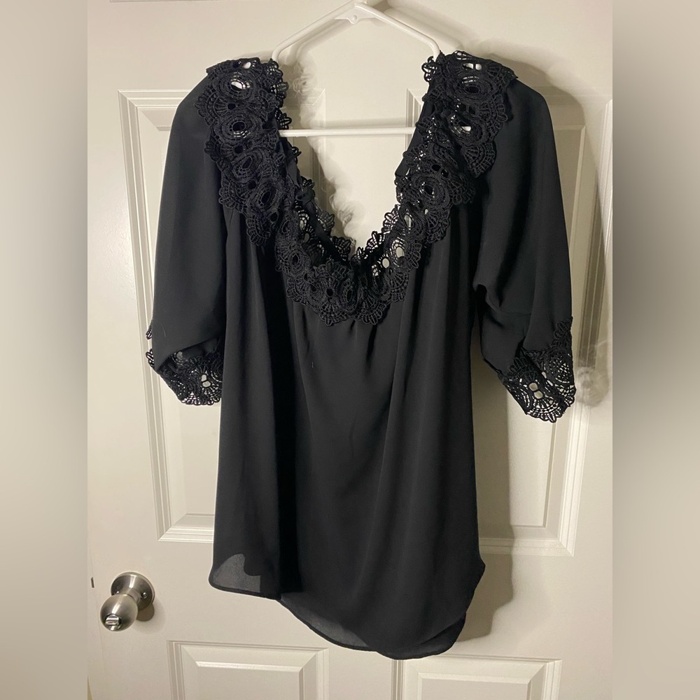 Women’s Black Cold Shoulder Top